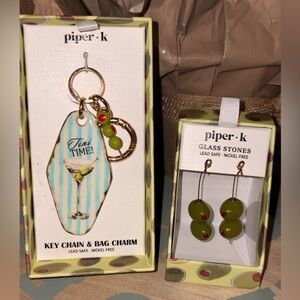 Piper K - TiniTime Keychain and Earrings Set
